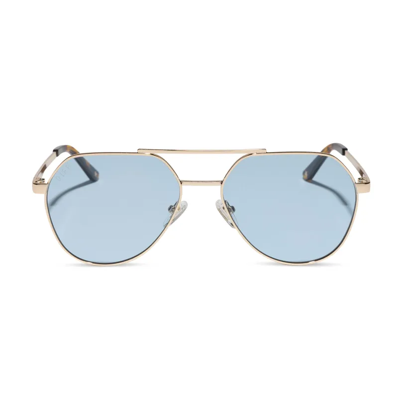THE RESERVE - GOLD + BLUE TINT SUNGLASSES made by Diff Eyewear