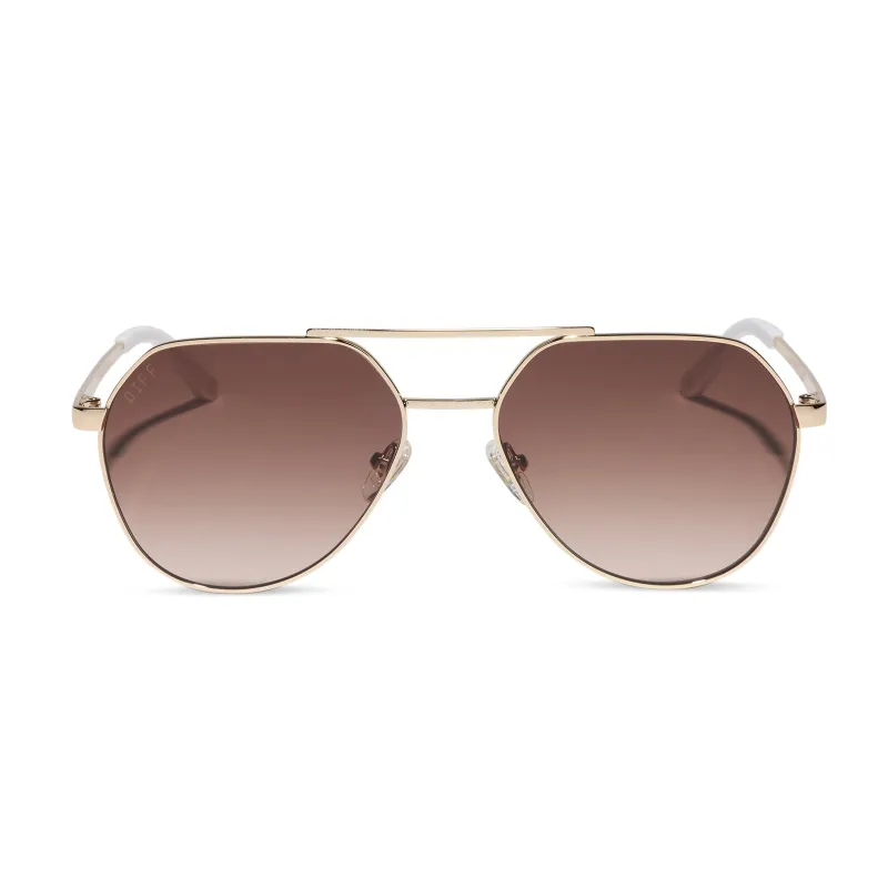 THE RESERVE - GOLD + BROWN GRADIENT SUNGLASSES made by Diff Eyewear