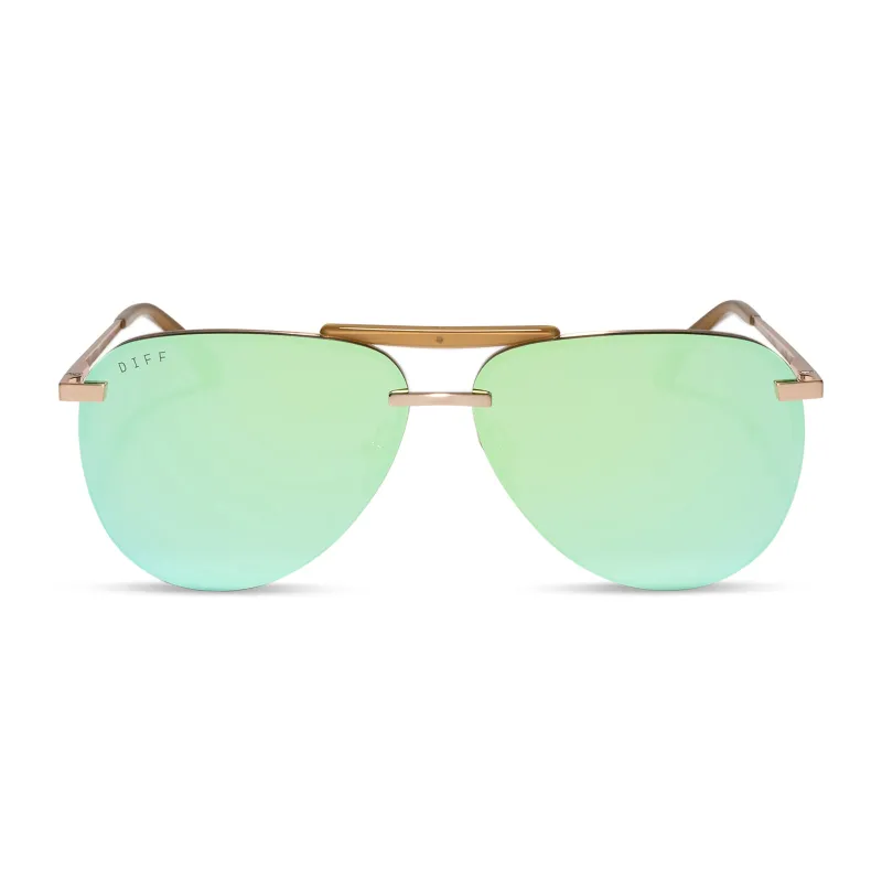 TAHOE - BRUSHED GOLD + DEW DROP MIRROR + POLARIZED + SUNGLASSES made by Diff Eyewear
