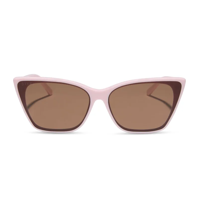 ALINA - POWDER PINK + BROWN SUNGLASSES made by Diff Eyewear