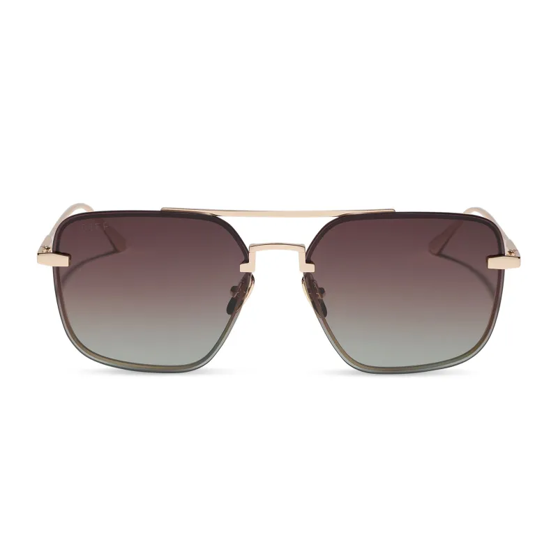TEDDY - GOLD + BROWN GRADIENT + POLARIZED + SUNGLASSES made by Diff Eyewear