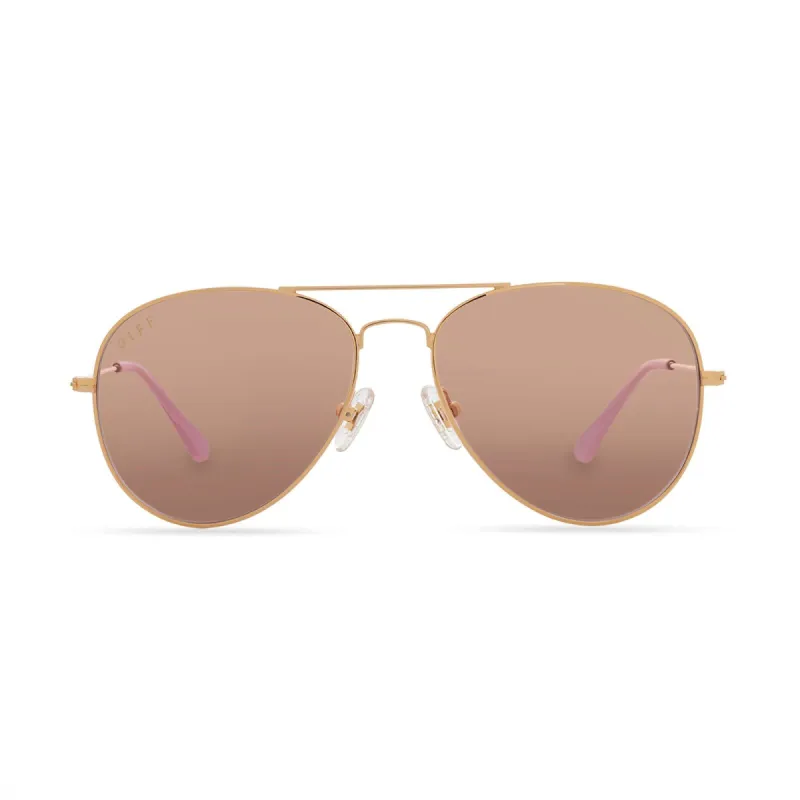 CRUZ - GOLD + CHERRY BLOSSOM MIRROR SUNGLASSES sold by Diff Eyewear