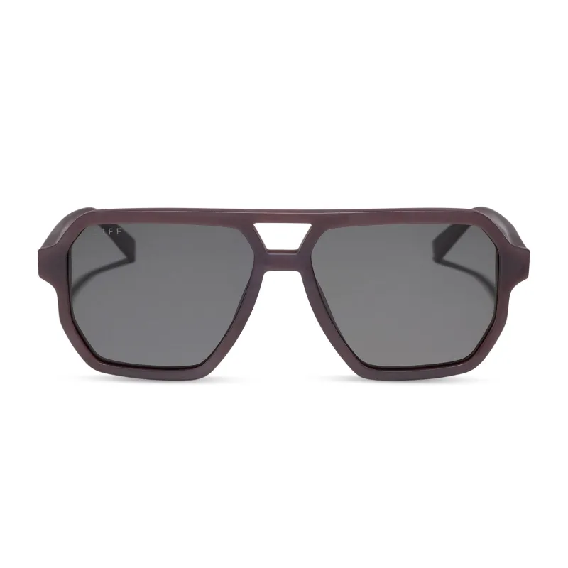 CAMERON - MATTE COCOA + GREY + POLARIZED + SUNGLASSES made by Diff Eyewear