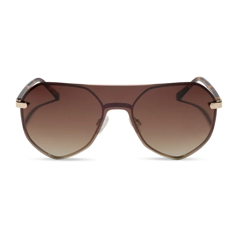 LONNIE - GOLD + BROWN GRADIENT + POLARIZED + SUNGLASSES made by Diff Eyewear