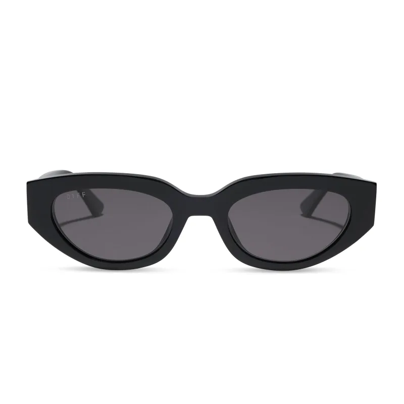 CRYSTAL - BLACK + GREY + POLARIZED + SUNGLASSES made by Diff Eyewear