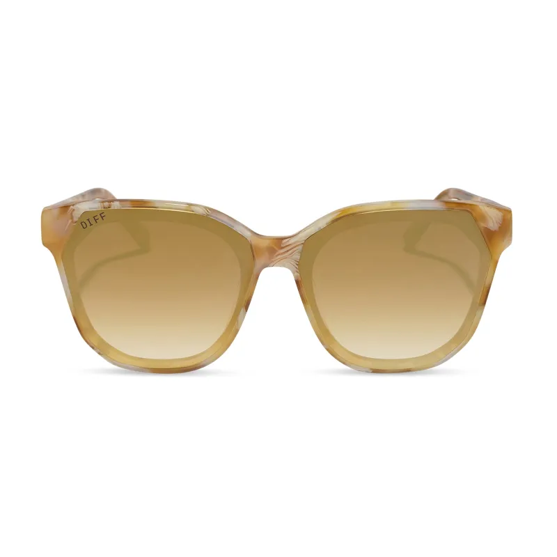 GIA - GILDED TORTOISE + BROWN GRADIENT + LIGHT GOLD FLASH SUNGLASSES made by Diff Eyewear