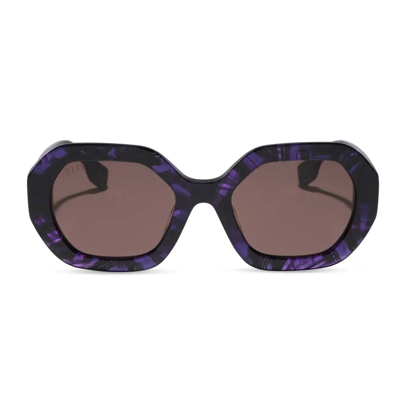 AUNT JET - PURPLE TORTOISE + BROWN + SUNGLASSES made by Diff Eyewear