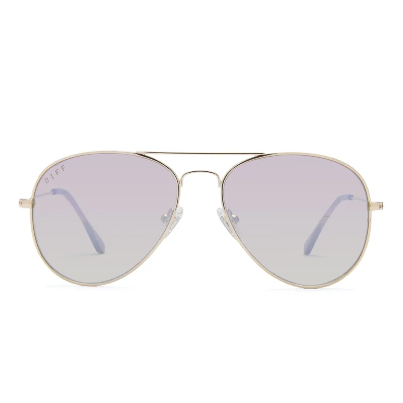 CRUZ - GOLD + RAINBOW FLASH SUNGLASSES sold by Diff Eyewear