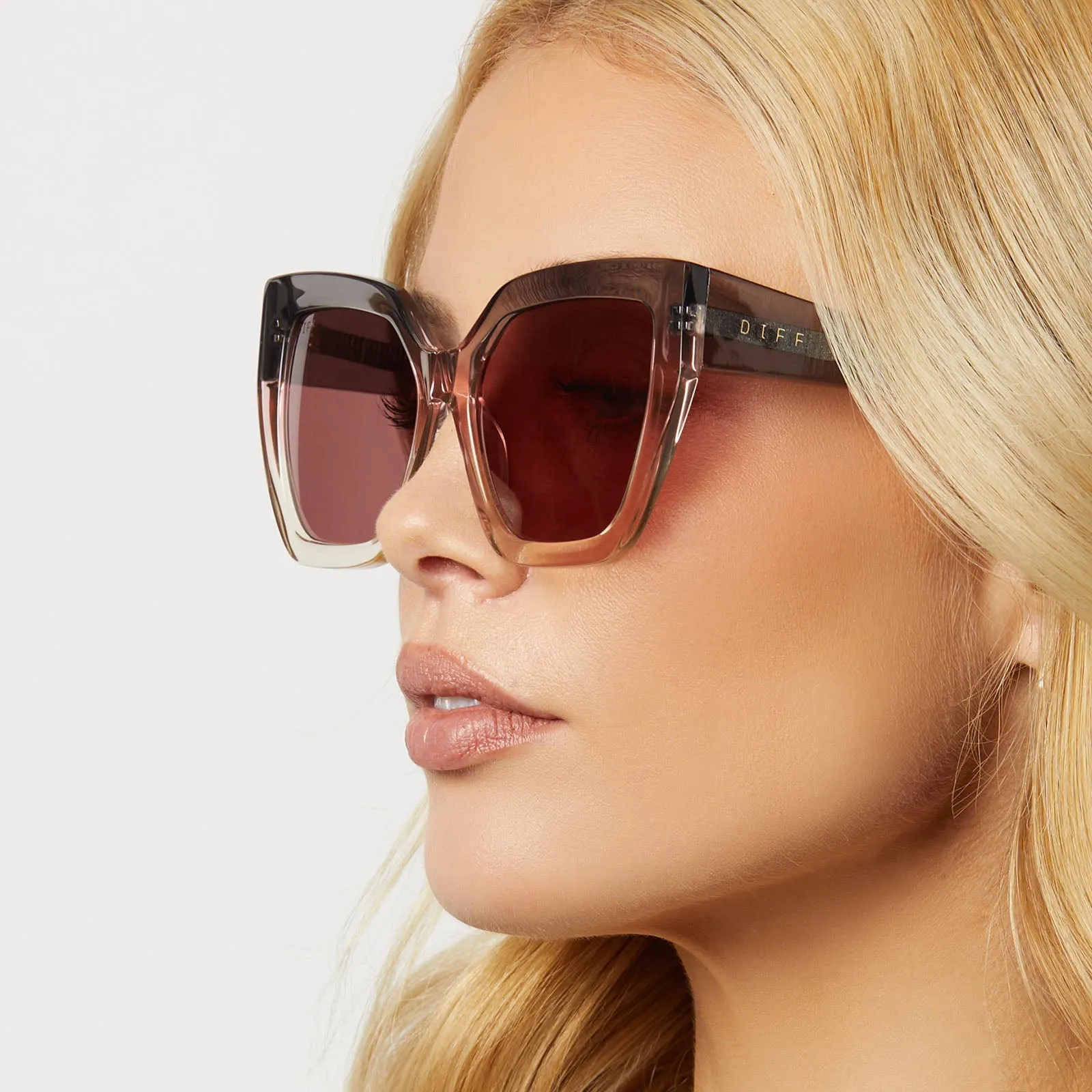 BLAIRE - SMOKE ROSE CRYSTAL OMBRE + MAUVE + POLARIZED SUNGLASSES sold by Diff Eyewear product image thumbnail 5