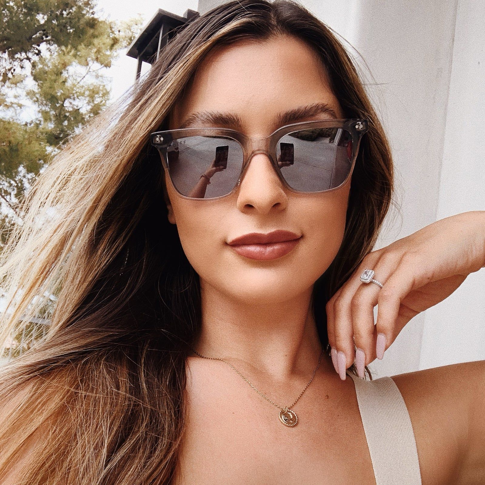 BILLIE - OLIVE CRYSTAL + GREY SUNGLASSES sold by Diff Eyewear product image thumbnail 4