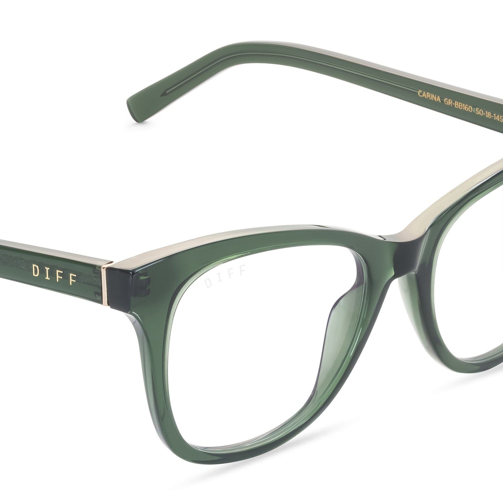 CARINA - SEA GRASS + CLEAR GLASSES sold by Diff Eyewear product image thumbnail 3