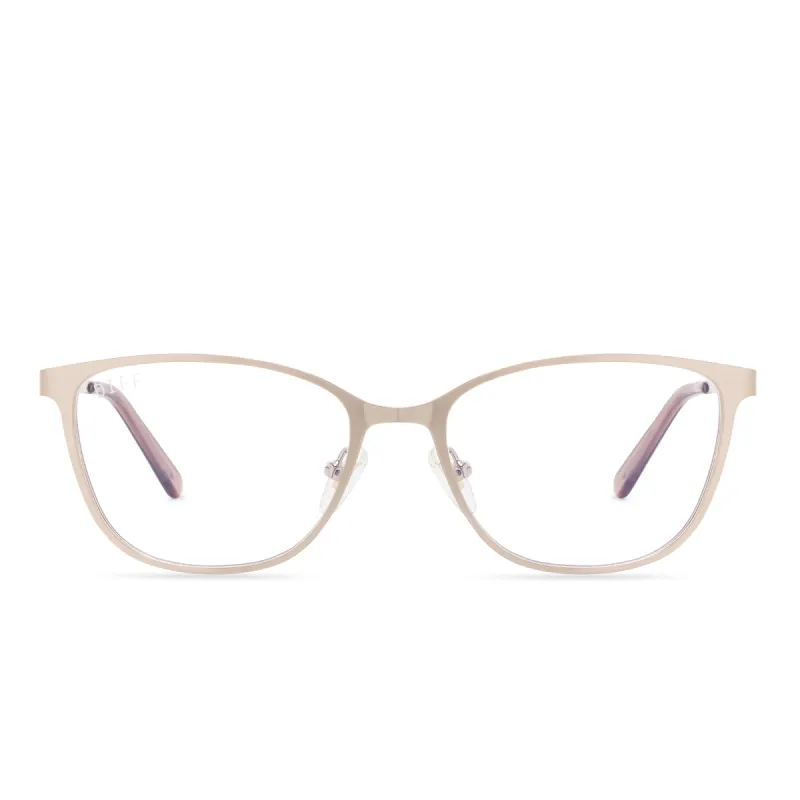 CARMEN - BRUSHED ROSE GOLD + BLUE LIGHT TECHNOLOGY GLASSES sold by Diff Eyewear