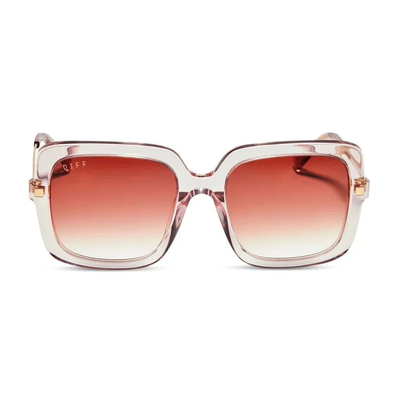SANDRA - LIGHT PINK CRYSTAL + DUSK GRADIENT SUNGLASSES sold by Diff Eyewear