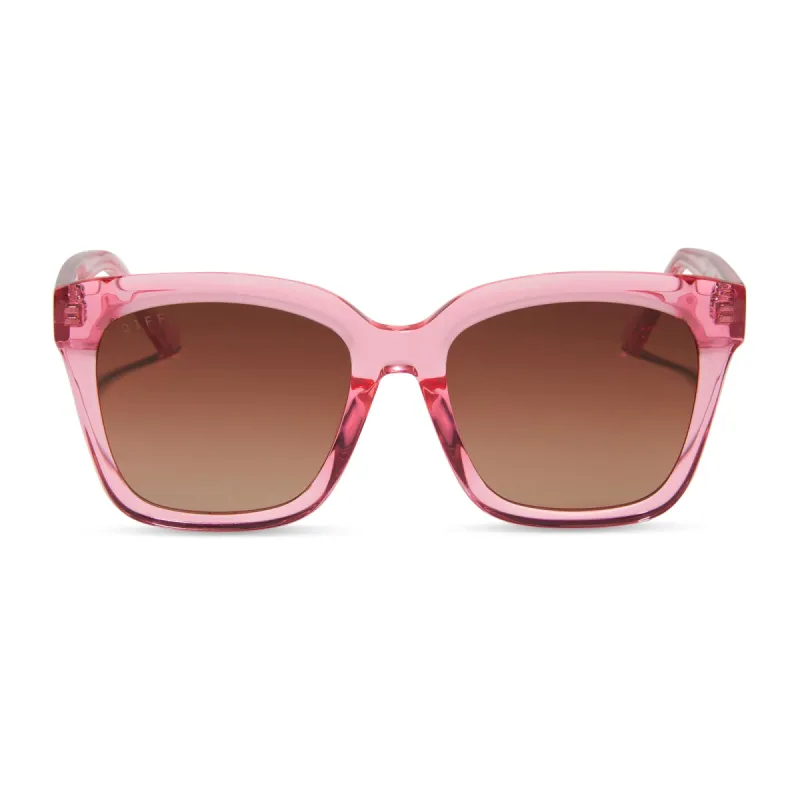 MEREDITH - CANDY PINK CRYSTAL + BROWN GRADIENT SUNGLASSES sold by Diff Eyewear