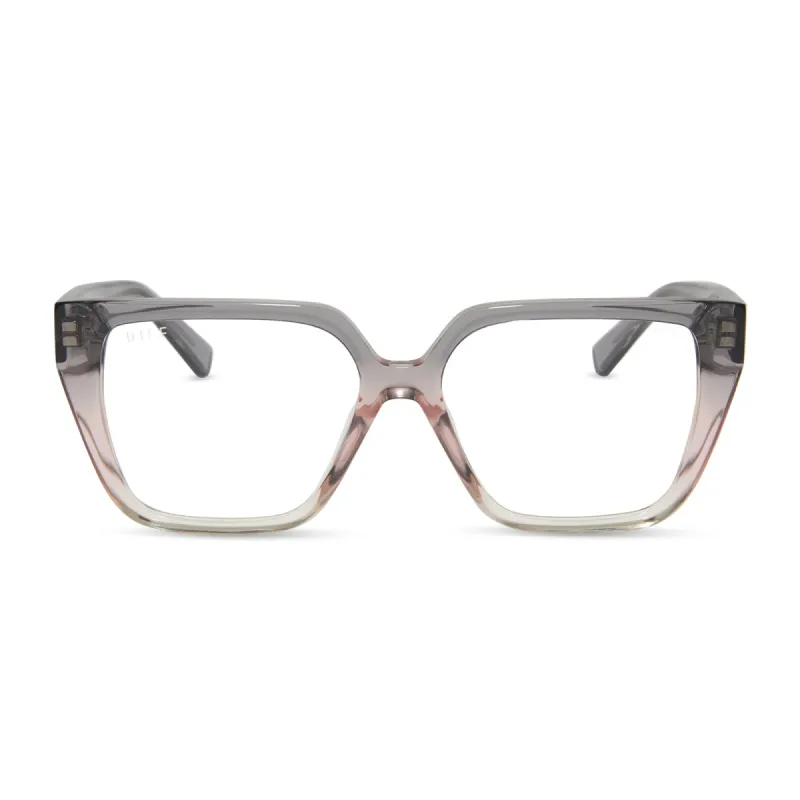 OLIVE - SMOKE ROSE CRYSTAL OMBRE + PRESCRIPTION GLASSES made by Diff Eyewear