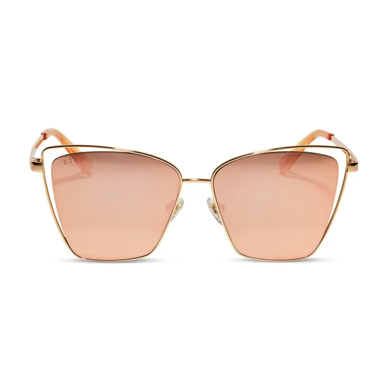 BECKY III - GOLD + PEACH MIRROR SUNGLASSES sold by Diff Eyewear