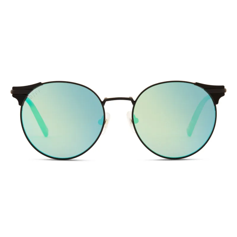 TORI KELLY - SHINE ON + MATTE BLACK + BLUE MIRROR SUNGLASSES made by Diff Eyewear