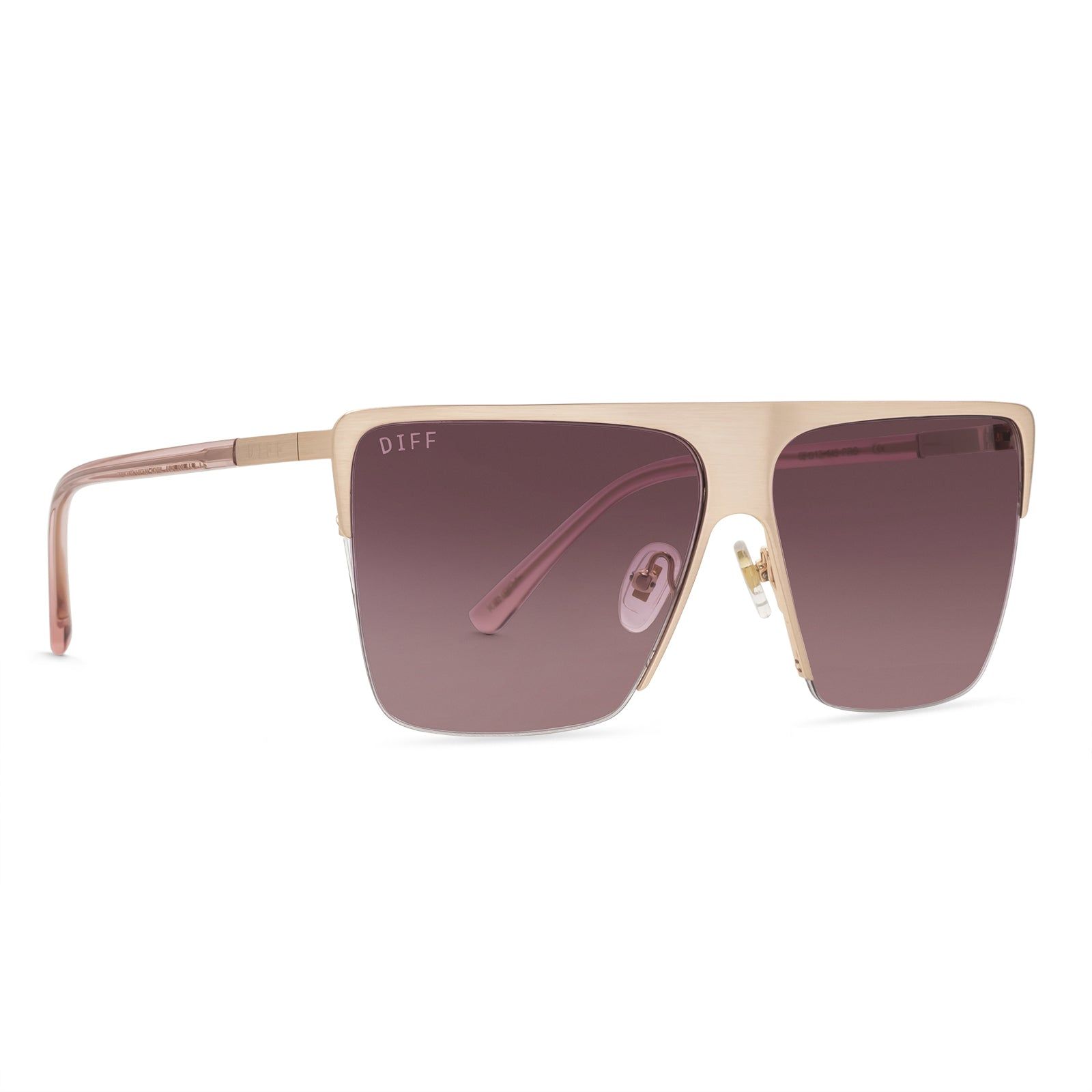 KENDRA - BRUSHED ROSE GOLD + WINE GRADIENT SUNGLASSES sold by Diff Eyewear product image thumbnail 2