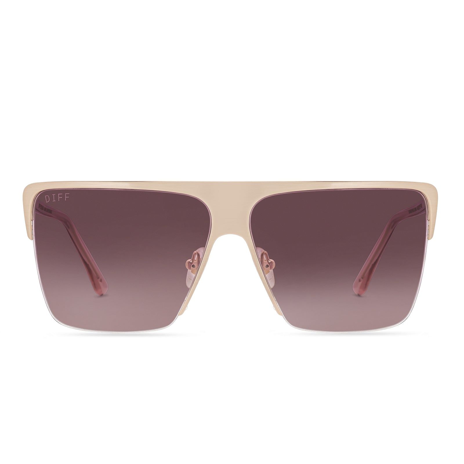 KENDRA - BRUSHED ROSE GOLD + WINE GRADIENT SUNGLASSES sold by Diff Eyewear
