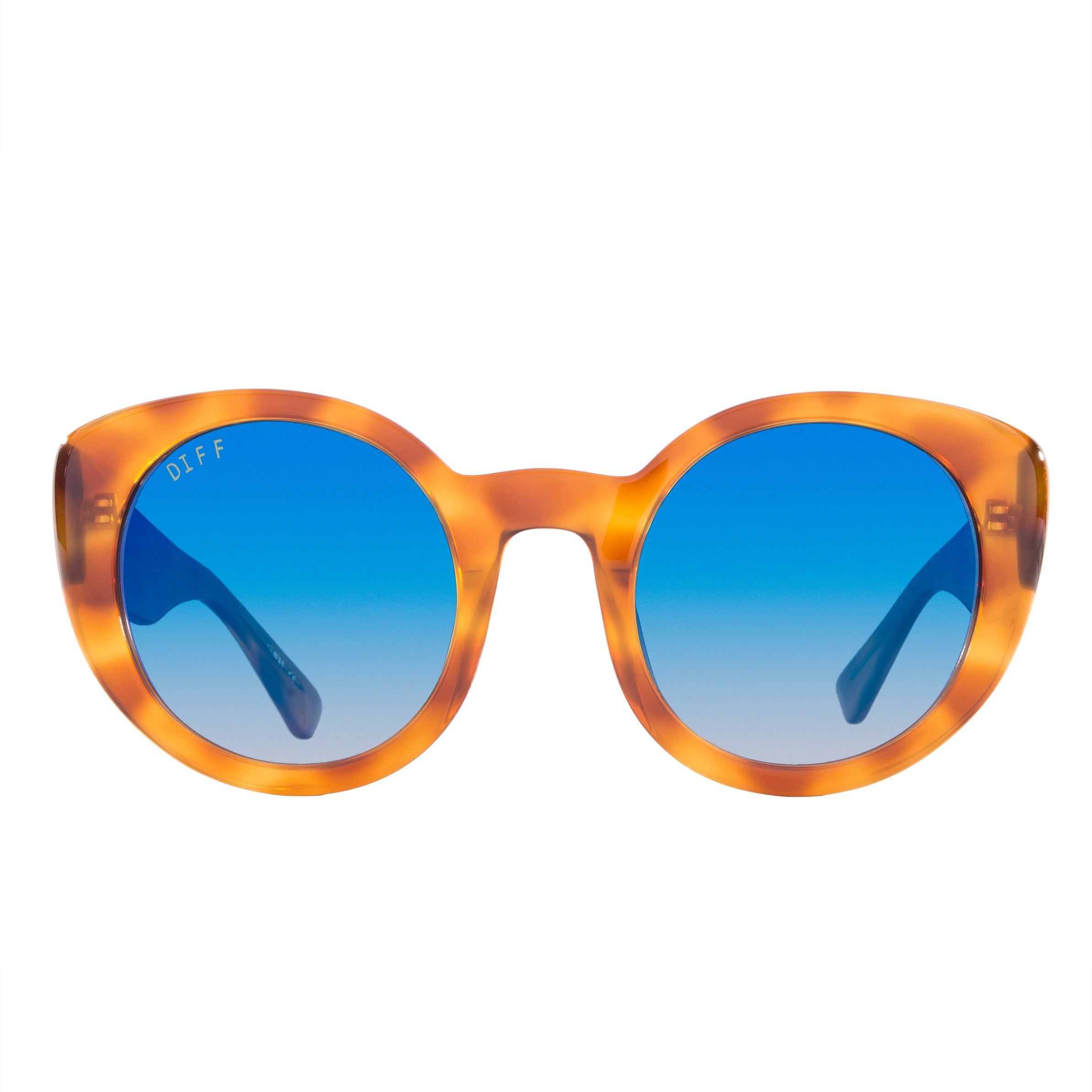 LUNA - HONEY TORTOISE + BLUE FLASH GRADIENT + POLARIZED sold by Diff Eyewear