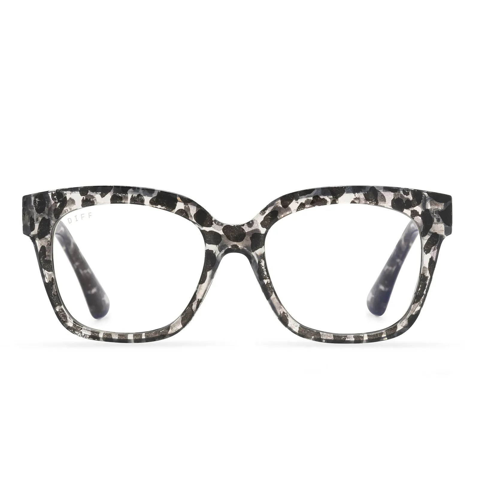 AVA - CLEAR LEOPARD + BLUE LIGHT READERS sold by Diff Eyewear