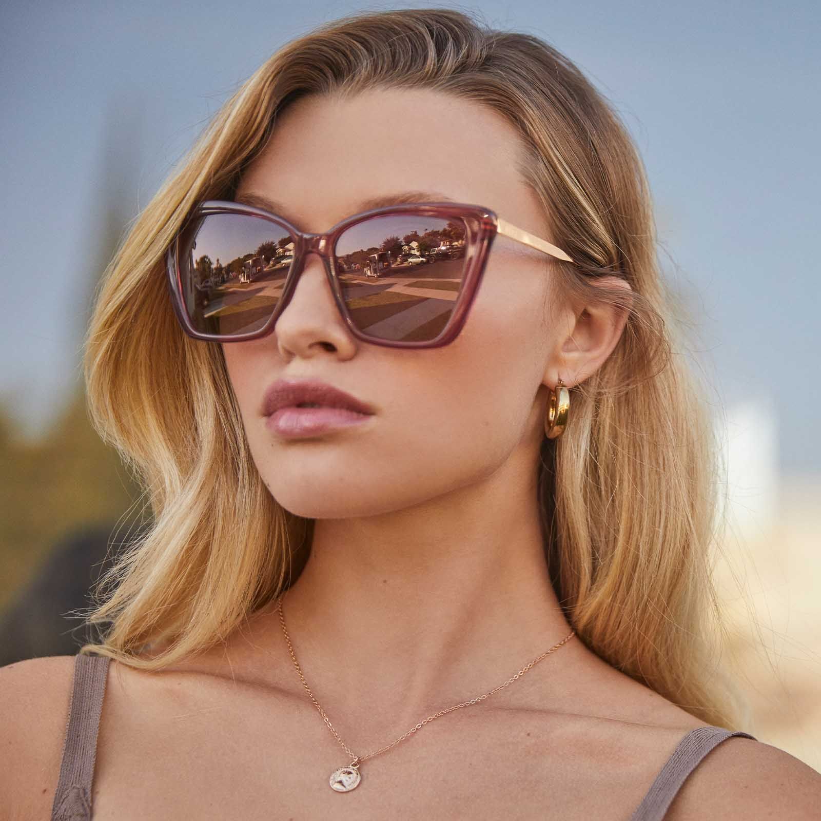 BECKY II - MULBERRY + WINE GRADIENT POLARIZED SUNGLASSES sold by Diff Eyewear product image thumbnail 5