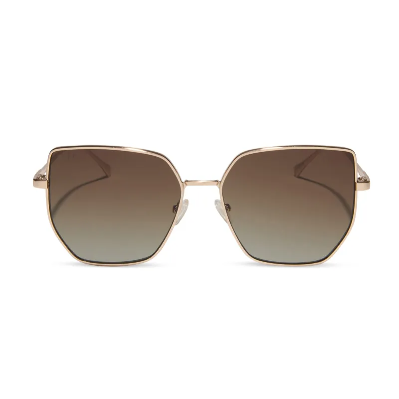 EMILY FAUVER - MAVERICK + BRUSHED GOLD + BROWN GRADIENT SUNGLASSES sold by Diff Eyewear