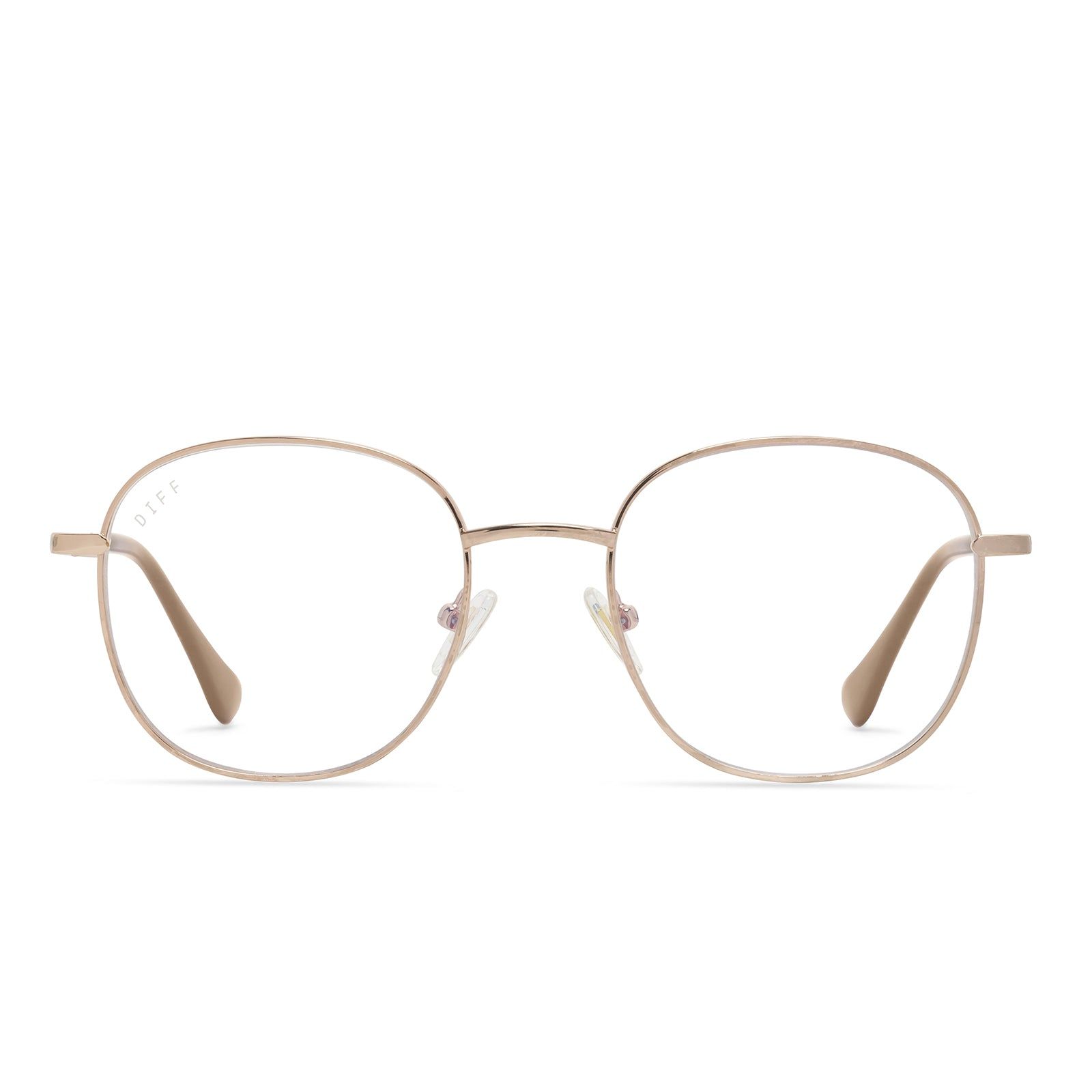 ROMAN - ROSE GOLD/BURGUNDY + BLUE LIGHT TECHNOLOGY GLASSES sold by Diff Eyewear
