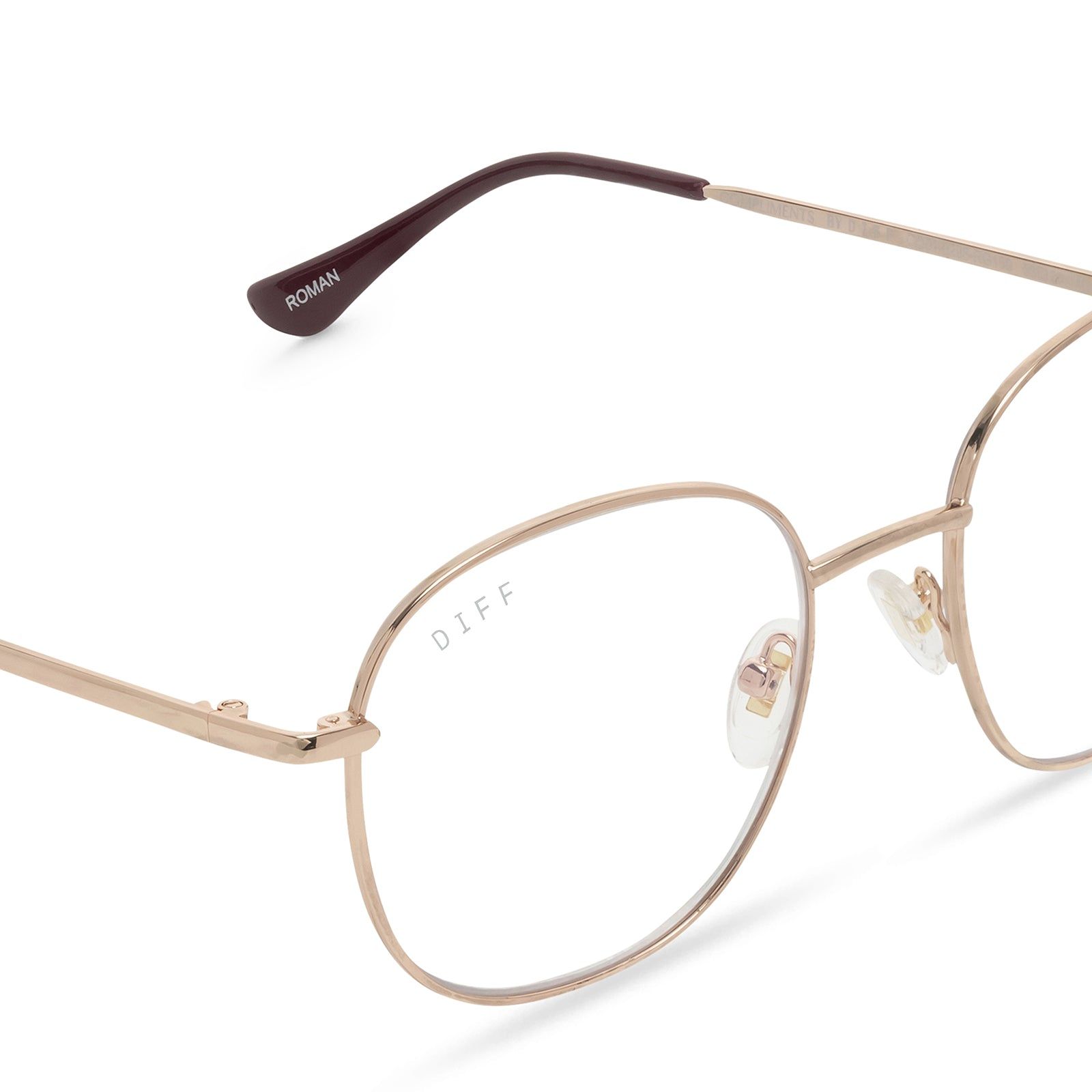 ROMAN - ROSE GOLD/BURGUNDY + BLUE LIGHT TECHNOLOGY GLASSES sold by Diff Eyewear product image thumbnail 4