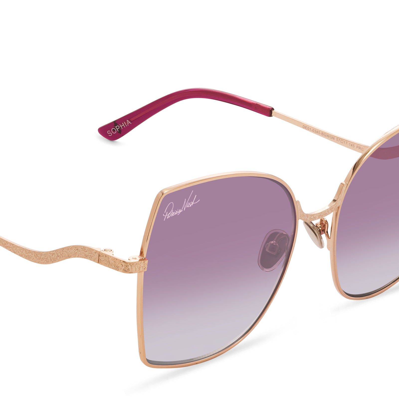 PATRICIA NASH - SOPHIA + BRUSHED GOLD + WINE GRADIENT SUNGLASSES sold by Diff Eyewear product image thumbnail 4