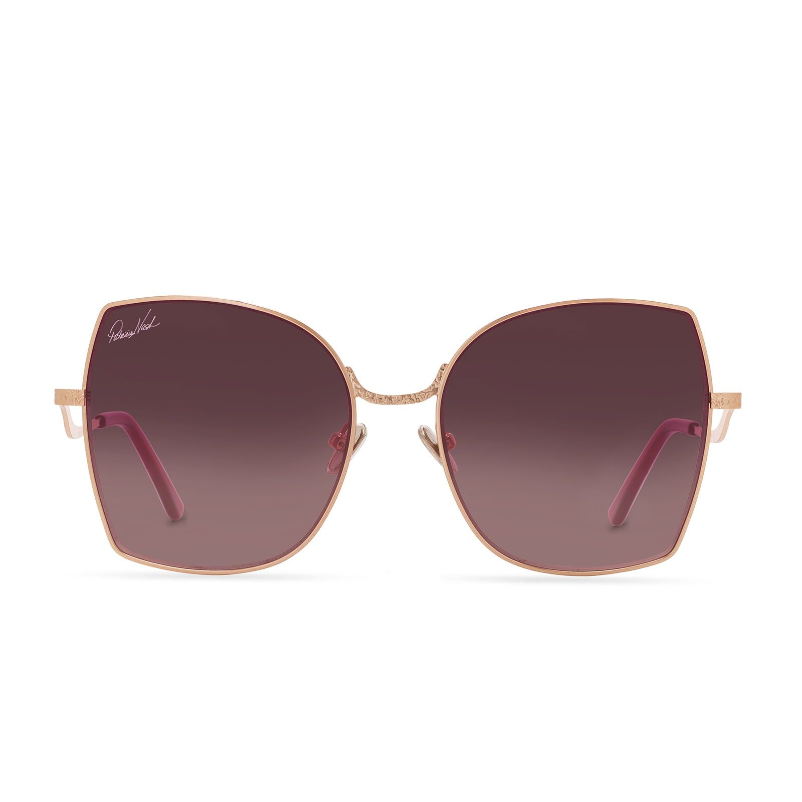 PATRICIA NASH - SOPHIA + BRUSHED GOLD + WINE GRADIENT SUNGLASSES sold by Diff Eyewear