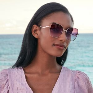 PATRICIA NASH - SOPHIA + BRUSHED GOLD + WINE GRADIENT SUNGLASSES sold by Diff Eyewear