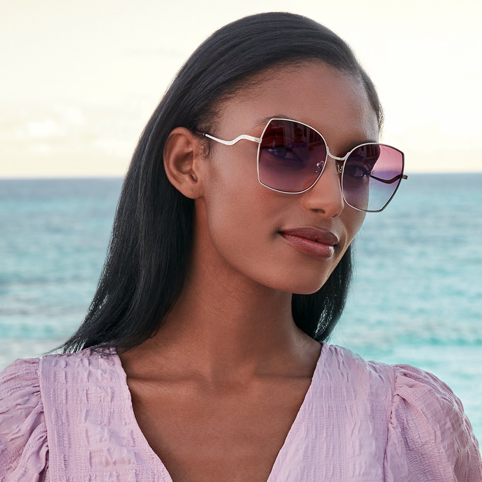 PATRICIA NASH - SOPHIA + BRUSHED GOLD + WINE GRADIENT SUNGLASSES sold by Diff Eyewear product image thumbnail 5