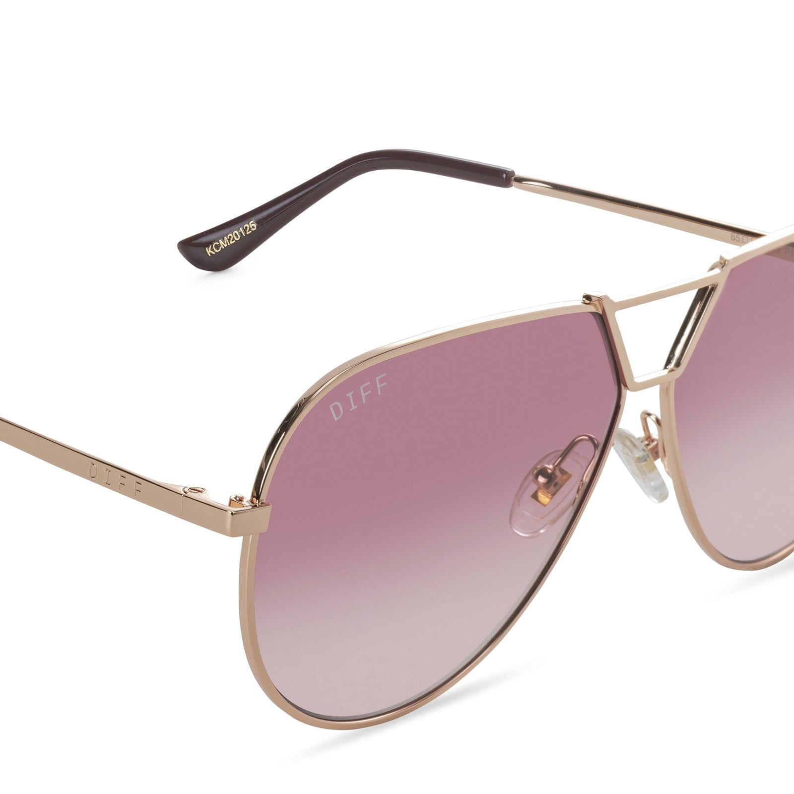 DEVON - ROSE GOLD + WINE GRADIENT SUNGLASSES sold by Diff Eyewear product image thumbnail 3