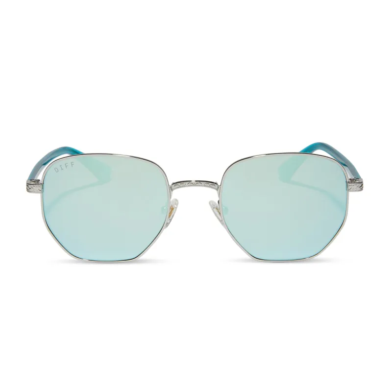 JESSIE JAMES DECKER - ASTER + SILVER + TURQUOISE ICE MIRROR SUNGLASSES sold by Diff Eyewear