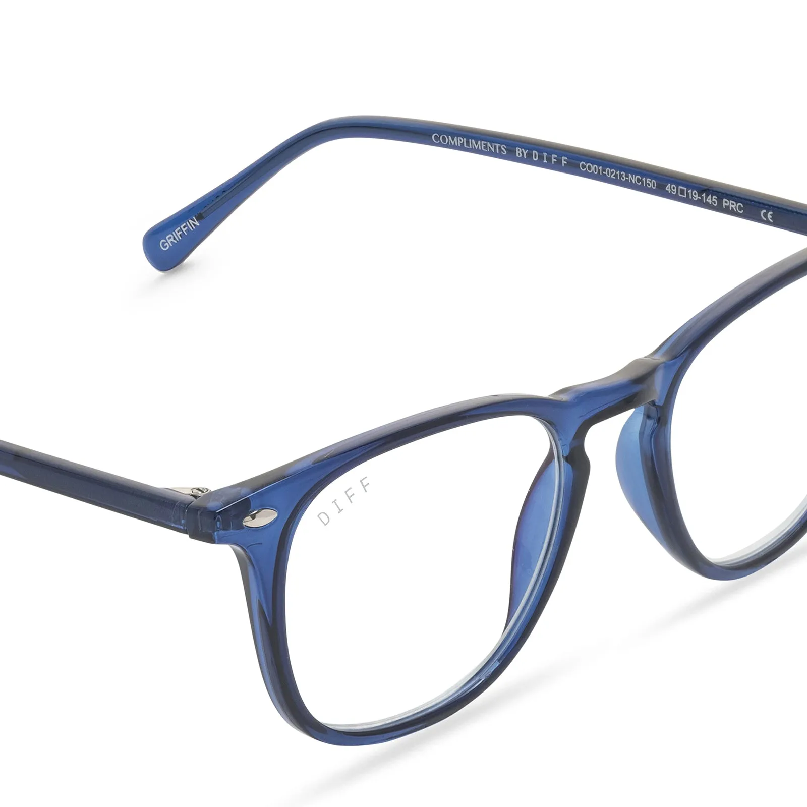 GRIFFIN - NAVY CRYSTAL + BLUE LIGHT READERS sold by Diff Eyewear product image thumbnail 3