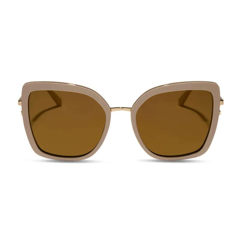 CLARISSE - ALMOND + BROWN GOLD FLASH + POLARIZED SUNGLASSES sold by Diff Eyewear