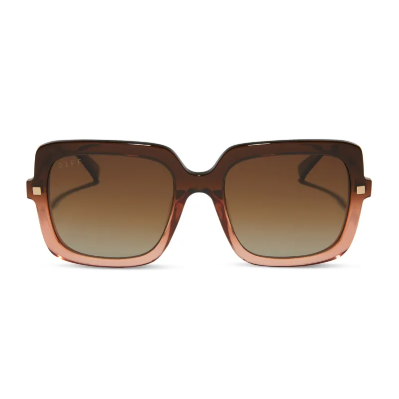 SANDRA - TAUPE OMBRE CRYSTAL + BROWN GRADIENT + POLARIZED SUNGLASSES sold by Diff Eyewear