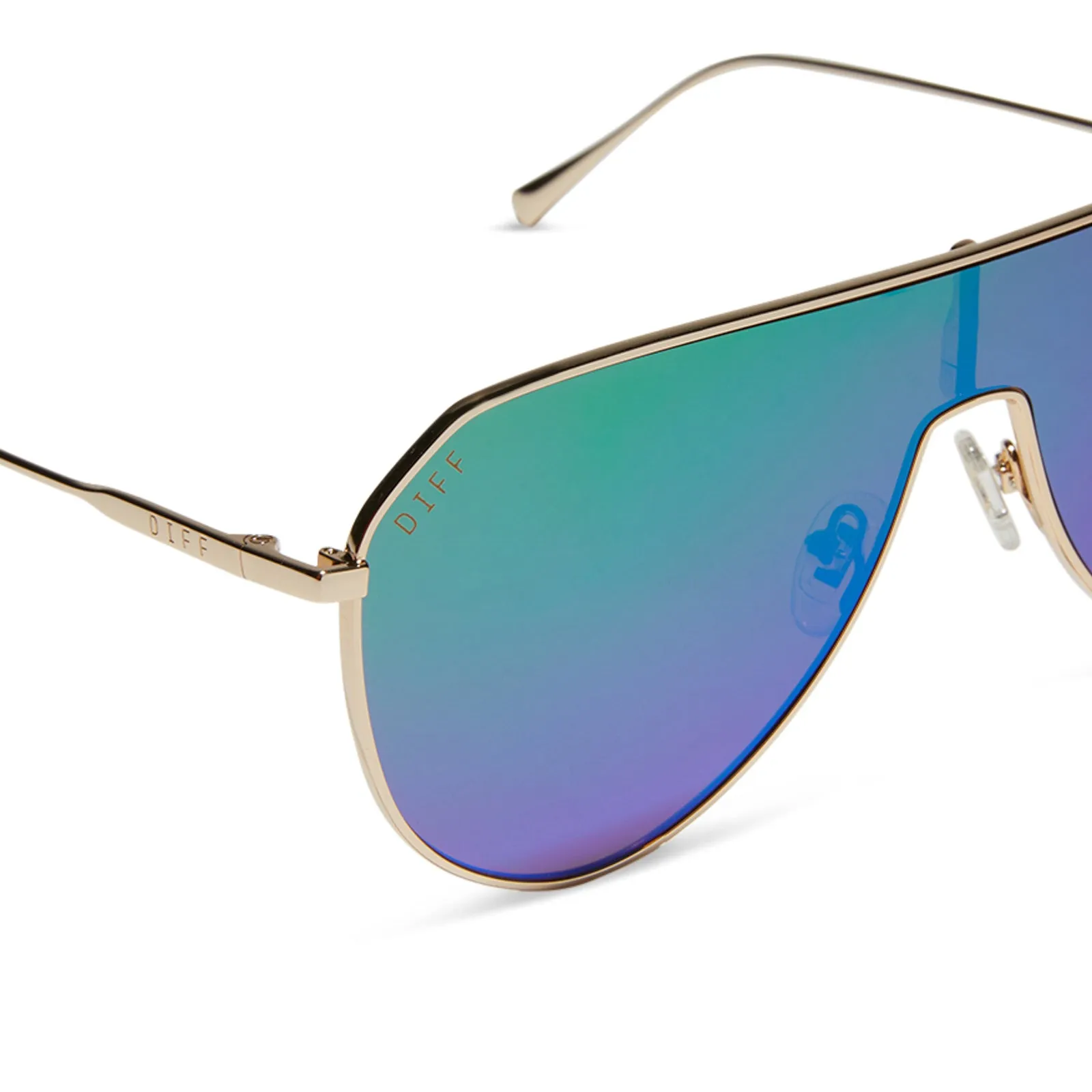 DASH SHIELD - GOLD + GREEN MIRROR SUNGLASSES sold by Diff Eyewear product image thumbnail 4