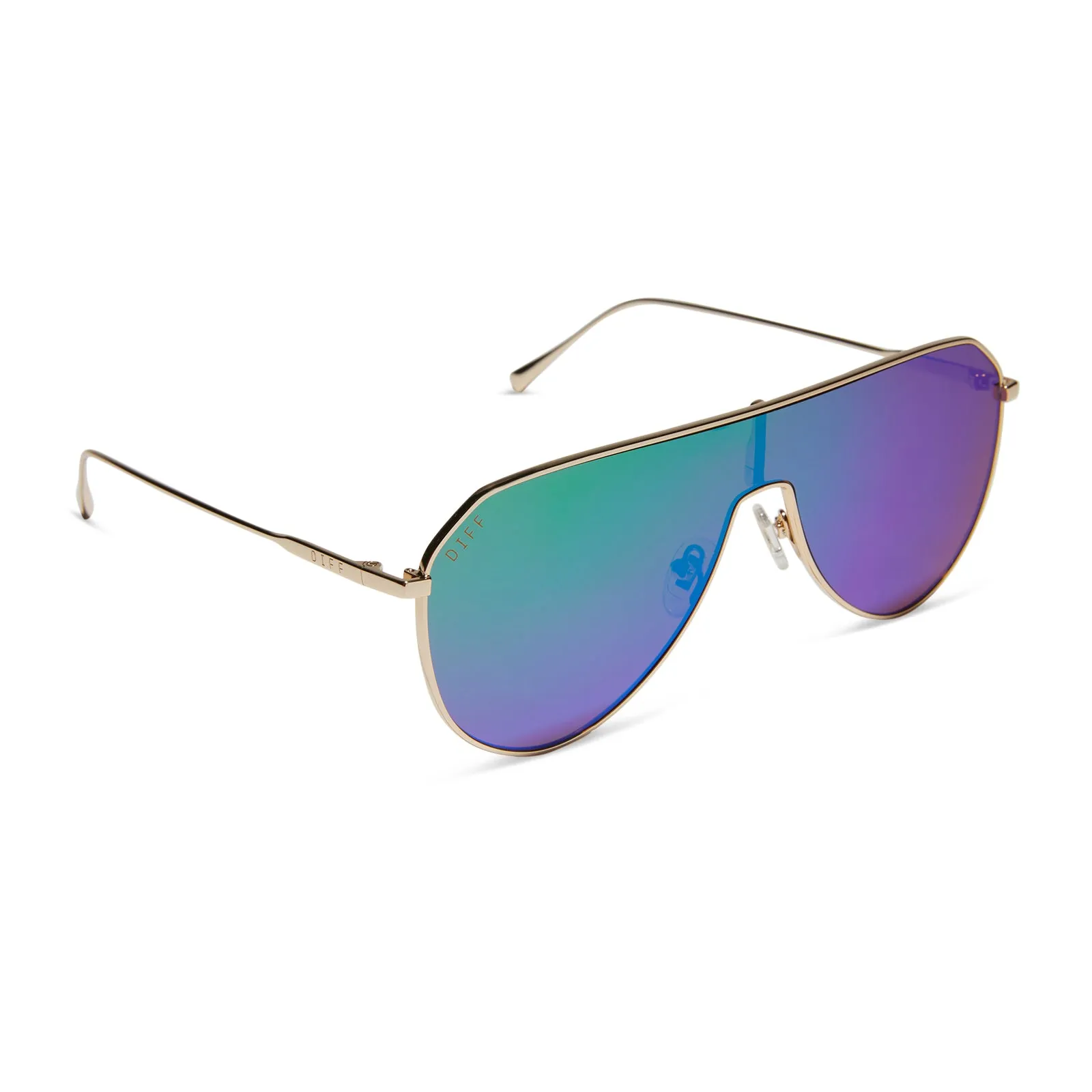 DASH SHIELD - GOLD + GREEN MIRROR SUNGLASSES sold by Diff Eyewear product image thumbnail 2