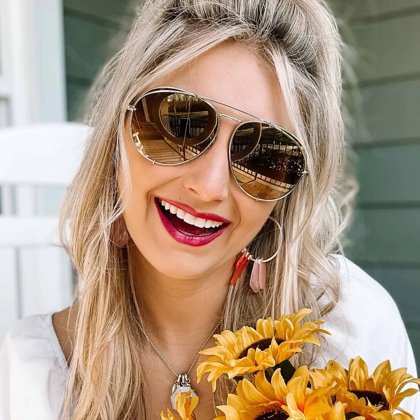 KOKO - GOLD + BROWN GRADIENT FLASH SUNGLASSES sold by Diff Eyewear product image thumbnail 4