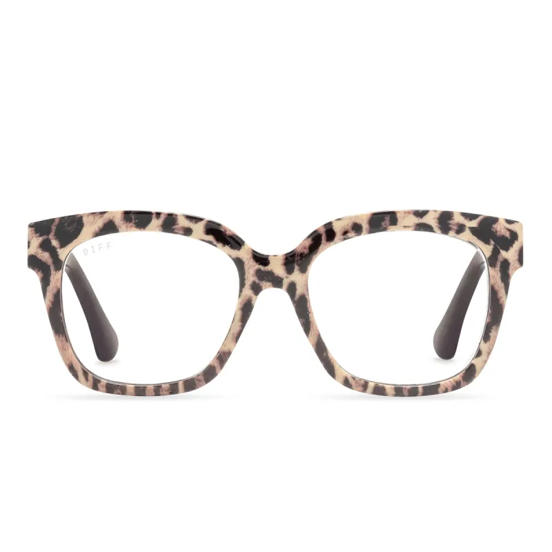 AVA - LEOPARD TORTOISE + BLUE LIGHT READERS sold by Diff Eyewear