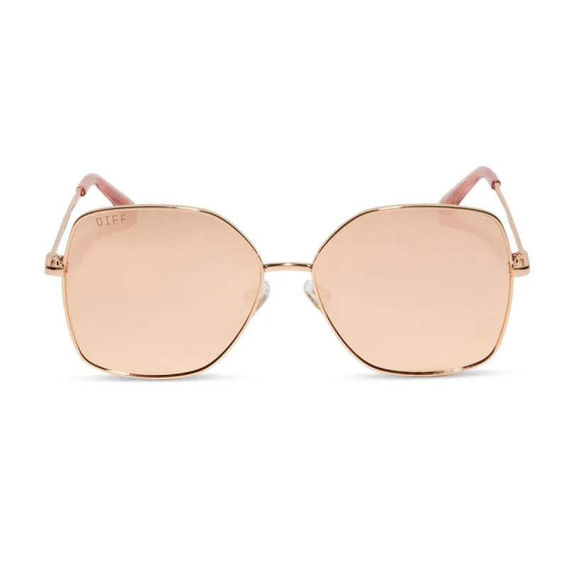 BEATRICE - GOLD + PEACH MIRROR SUNGLASSES sold by Diff Eyewear