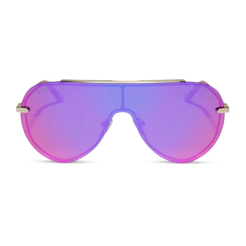 IMANI - GOLD + PINK RUSH MIRROR SUNGLASSES sold by Diff Eyewear