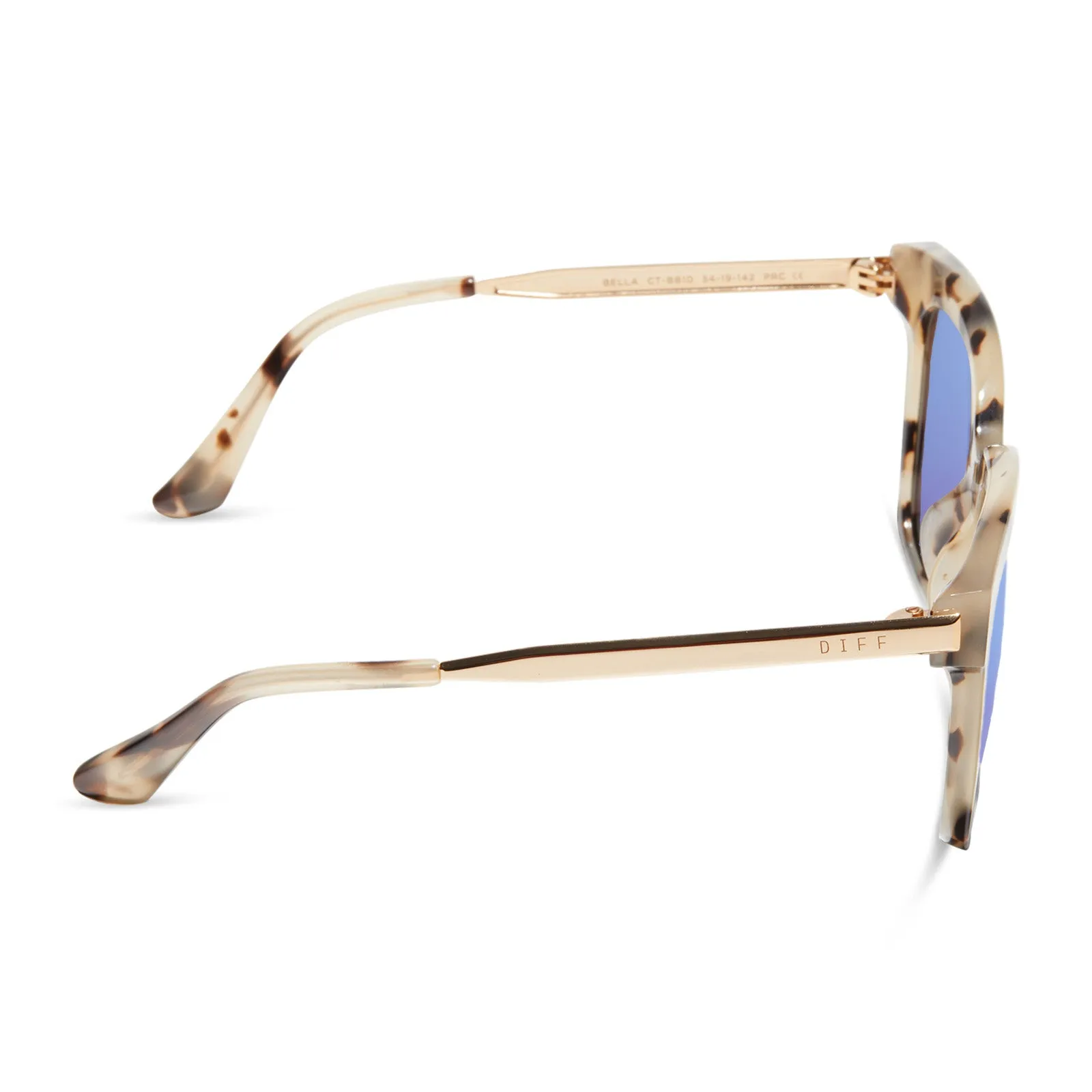 BELLA - CREAM TORTOISE + PURPLE MIRROR SUNGLASSES sold by Diff Eyewear product image thumbnail 3