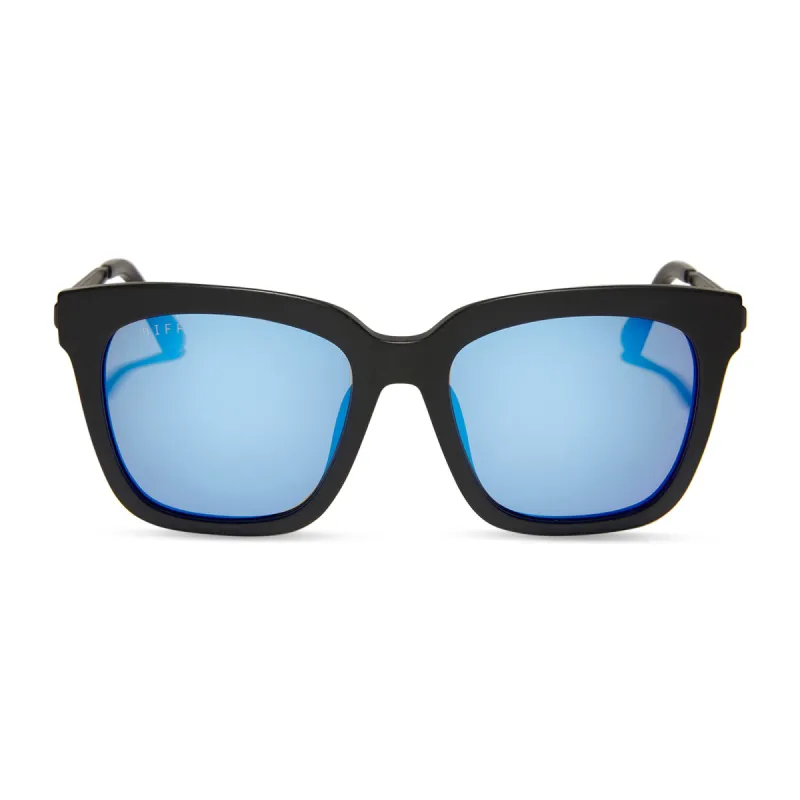 BELLA - MATTE BLACK + BLUE MIRROR + POLARIZED SUNGLASSES sold by Diff Eyewear