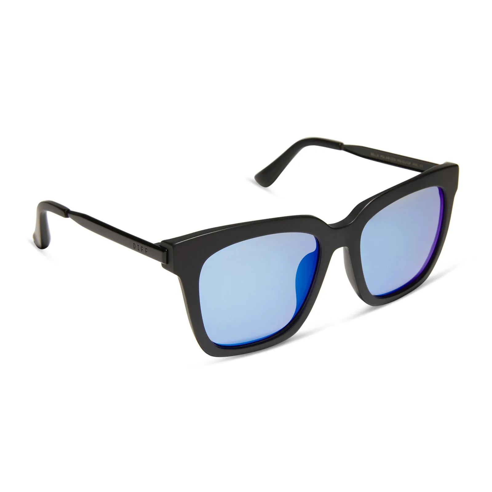 BELLA - MATTE BLACK + BLUE MIRROR + POLARIZED SUNGLASSES sold by Diff Eyewear product image thumbnail 2