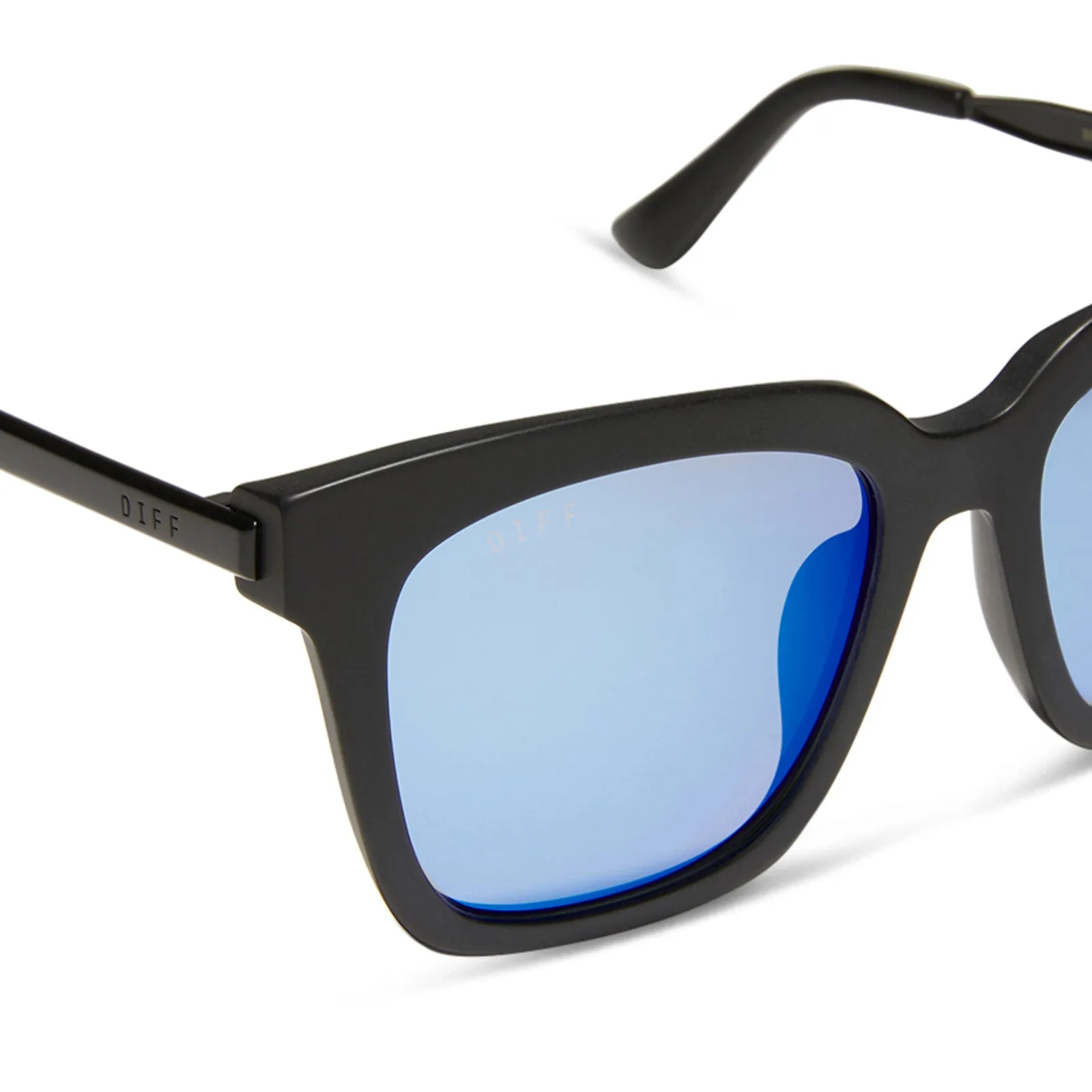 BELLA - MATTE BLACK + BLUE MIRROR + POLARIZED SUNGLASSES sold by Diff Eyewear product image thumbnail 4