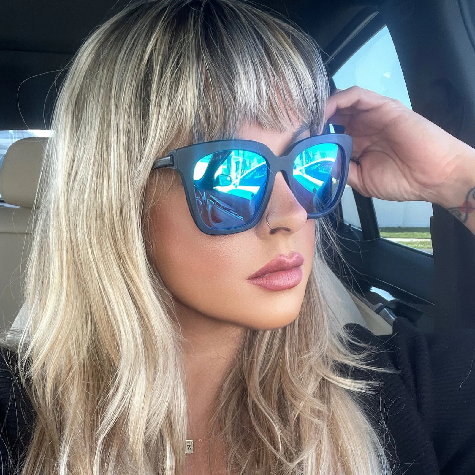 BELLA - MATTE BLACK + BLUE MIRROR + POLARIZED SUNGLASSES sold by Diff Eyewear product image thumbnail 5