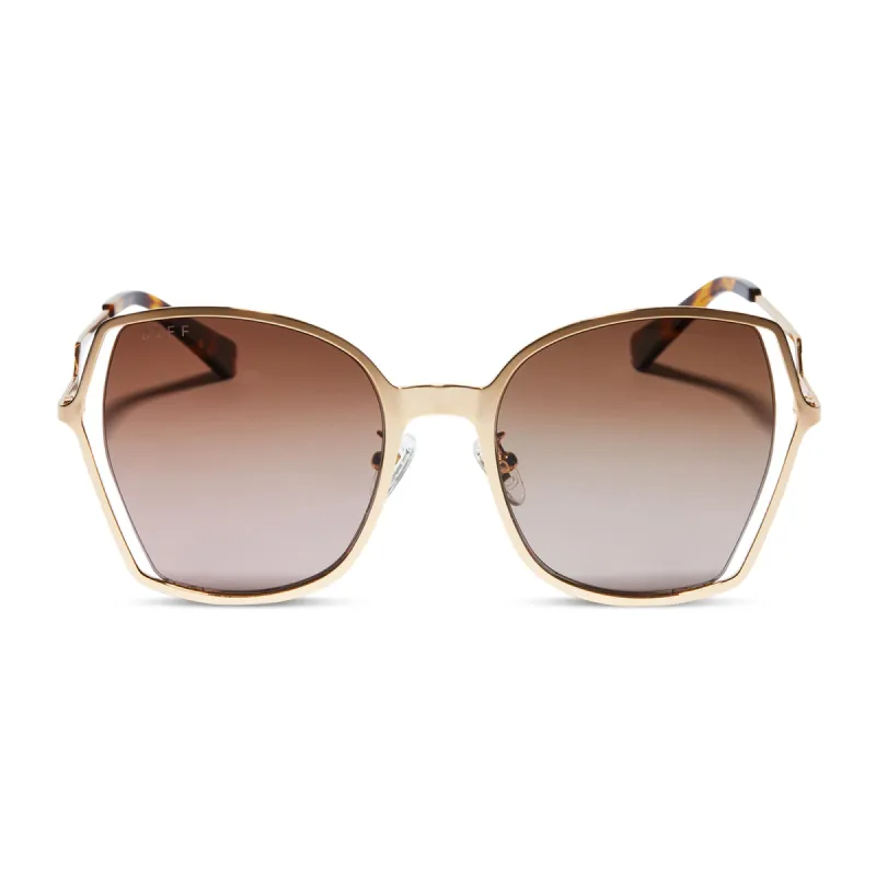 DONNA III - GOLD + BROWN GRADIENT POLARIZED SUNGLASSES sold by Diff Eyewear